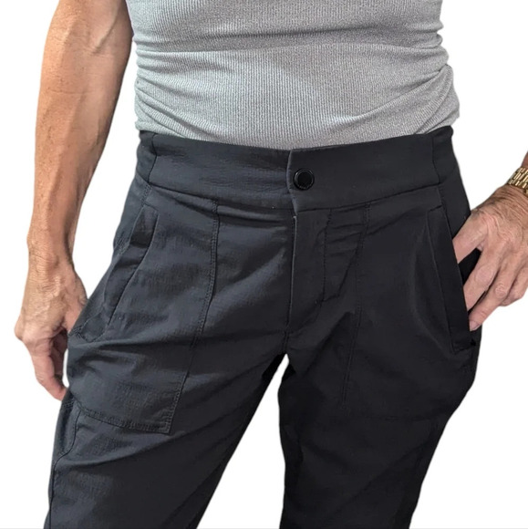 Athleta Black Recycled Nylon Cropped Tapered Pants Eco Friendly Activewear 2 - Picture 4 of 12